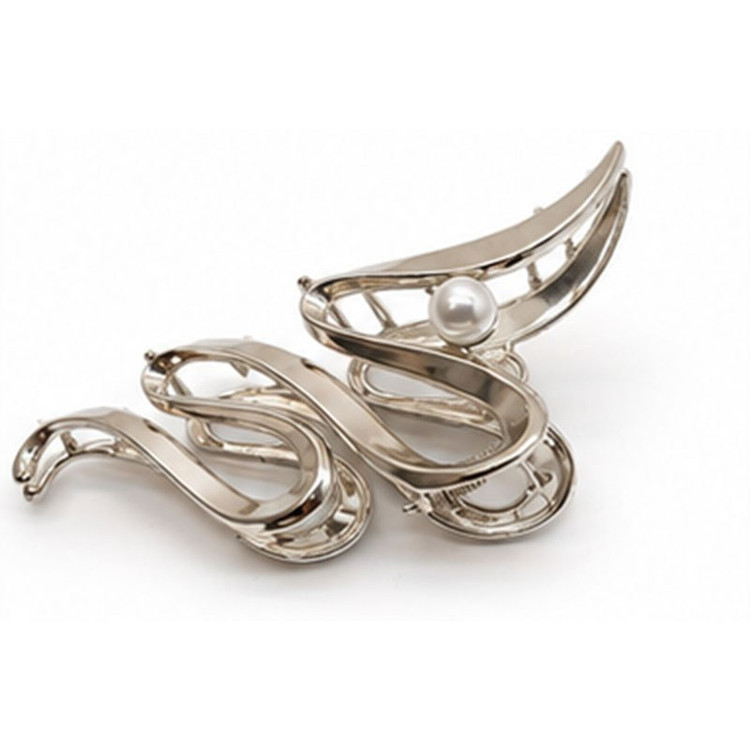گیره مو فلزی موج دار مروارید دار ضربان( کلیپس مو ) کد 5208