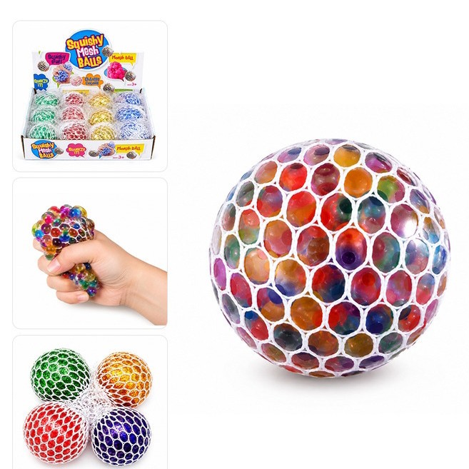 توپ بازی ضد استرس مدل Gel Bullets White Mesh Squish Ball میشبال