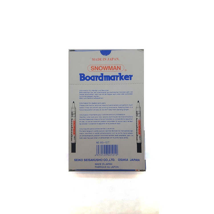 ماژیک وایت برد اسنومن مدل BG-T بسته 12 عددی