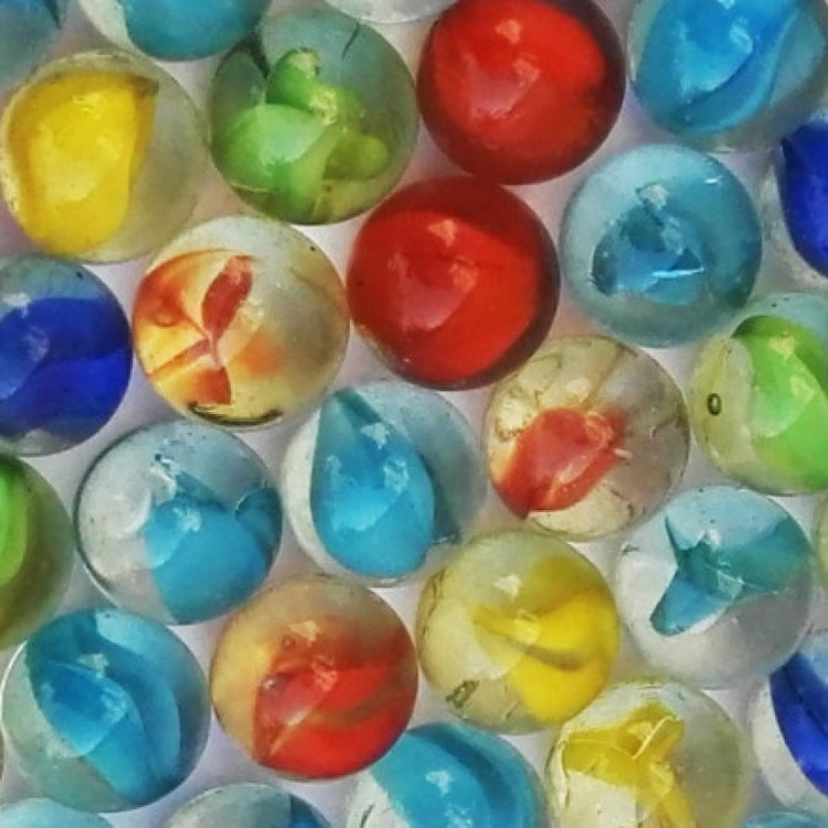 تیله شیشه ای گلدونه مدل سه پر چندرنگ بسته 100 عددی کد1