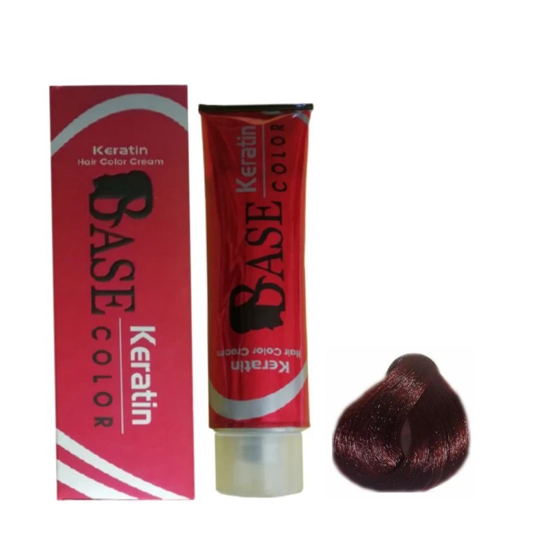 رنگ مو بیس کالر مدل کراتین شماره 5.6 حجم 125 میلی لیتر رنگ شرابی روشن  کد V6