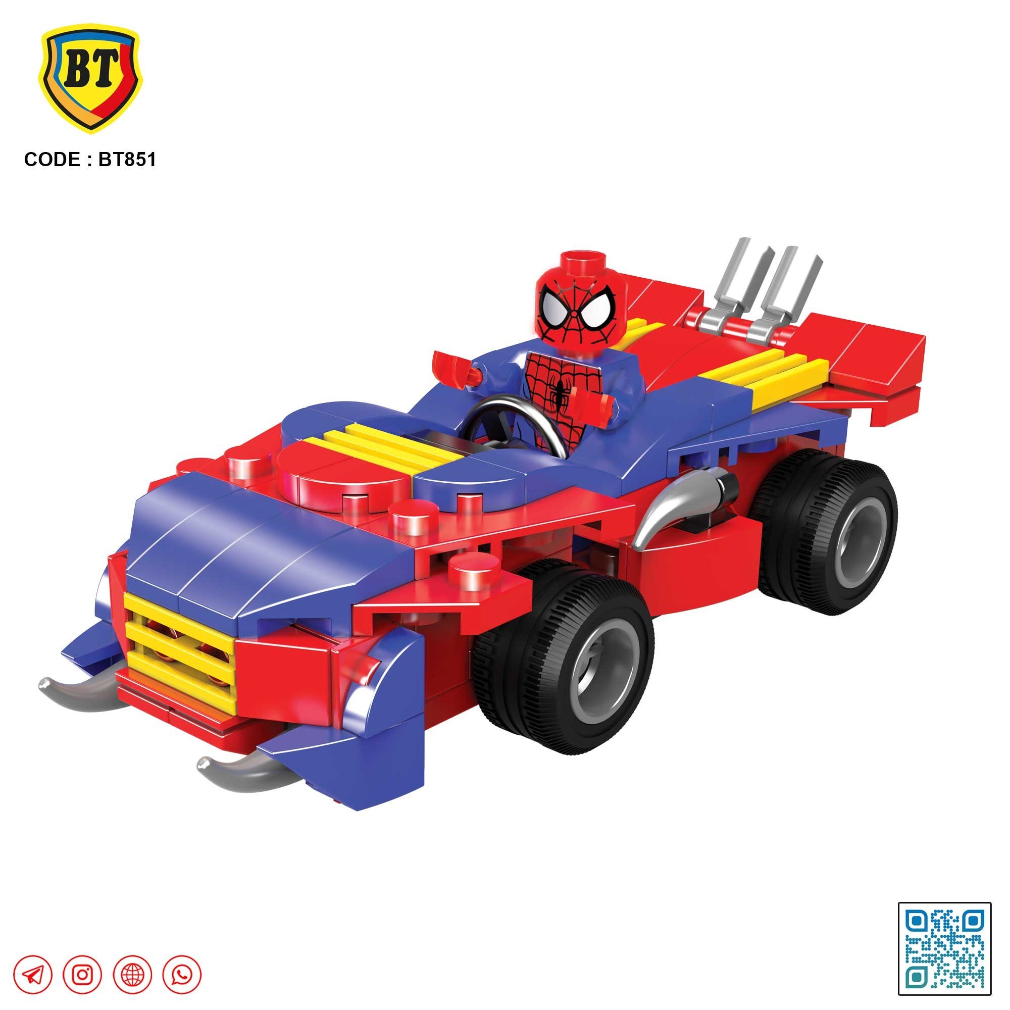 لگو تبدیل شونده اسپایدرمن یا مرد عنکبوتی جعبه بزرگ تبدیل به دو حالت ربات و ماشین BT851 کد 851851