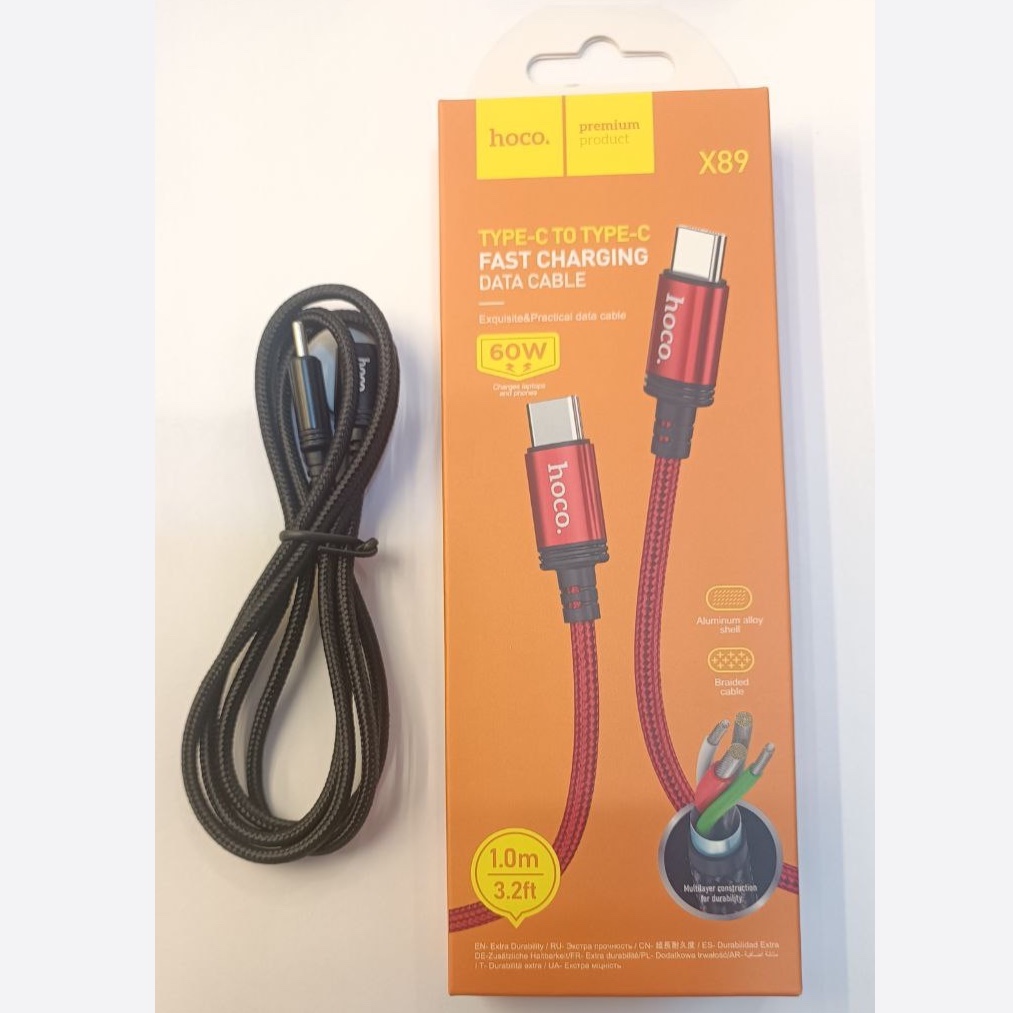 کابل شارژر تایپ سی دو سر 60w hoco