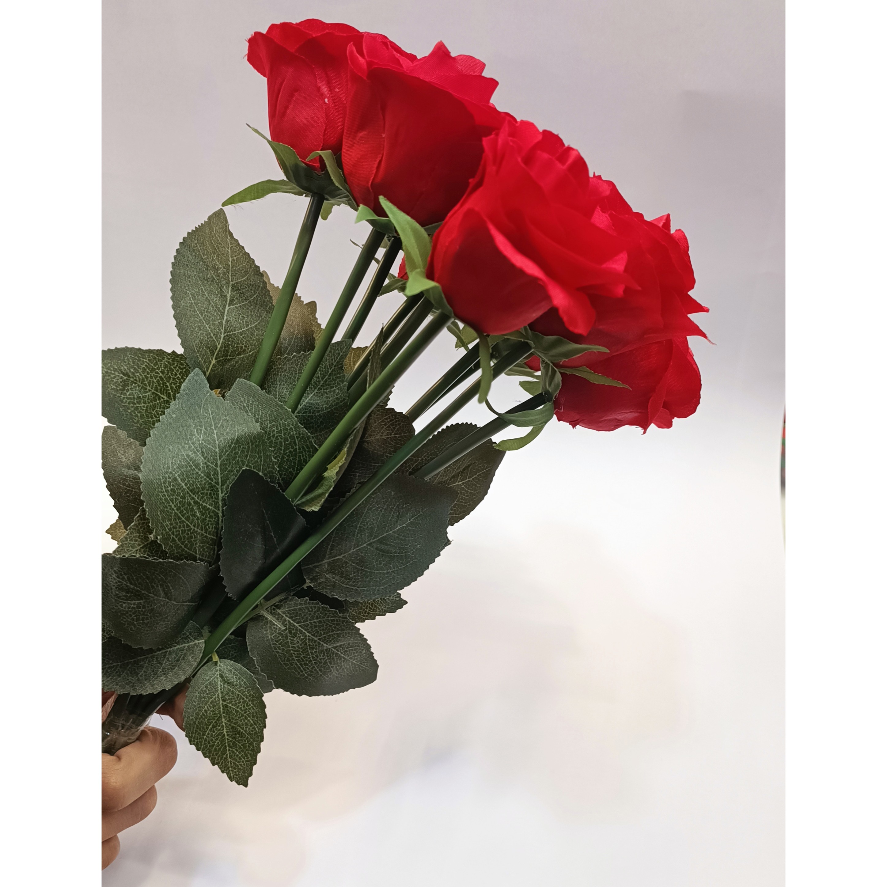 3 شاخه گل رز پارچه ای مشابه طبیعی (بسته 3 عددی) کد