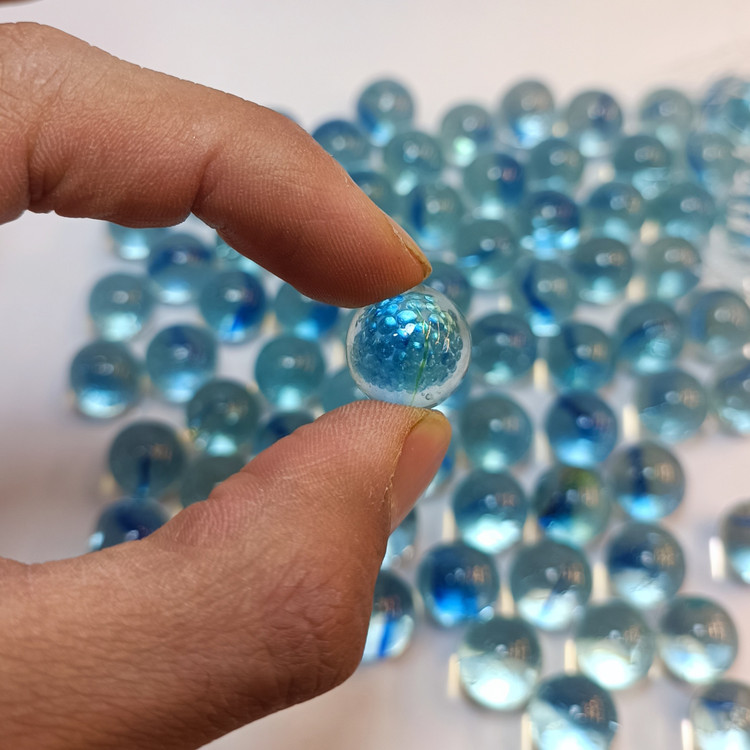 بسته 20 تایی تیله رنگی ابی شفاف آسمونی روشن توشله بازی و تزیین کد3