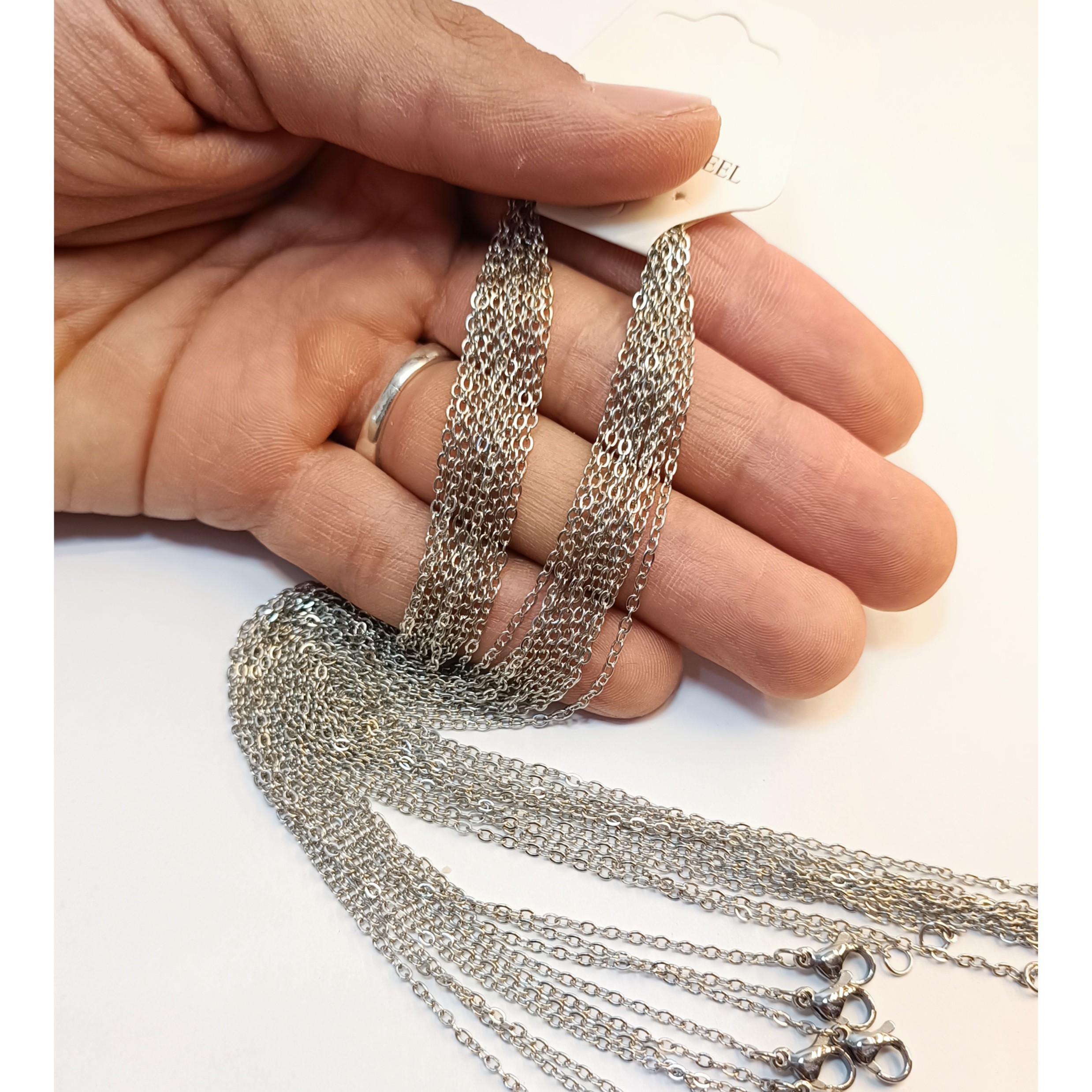 زنجیر رنگ ثابت گردنبند دیپلمات ریز و ظریف نقره ای زنجیر پلاک مناسب اویز کد3259003