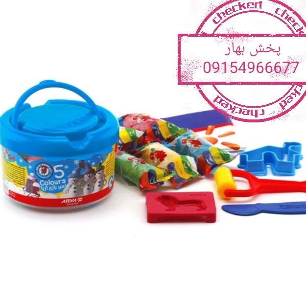 خمیر بازی 5 رنگ سطلی ابزاردار خمیر اریا
